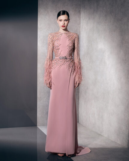 Ziad Nakad Beaded Dress With Feathers (1)